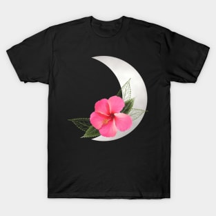 Halfmoon with Hibiskus Flower - tropical Flower T-Shirt